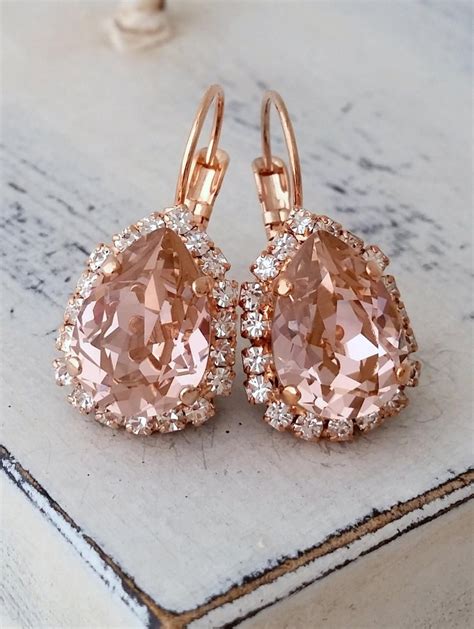 Blush Earrings Drop Earrings Blush Pink Bridal Earring Blush Pink