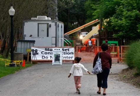 Chris charles scott and seth. 'The Zookeeper' filming at the Franklin Park Zoo