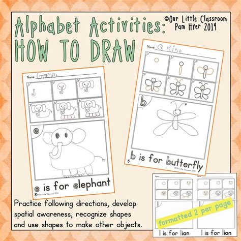 Alphabet Activities How To Draw Directed Drawing Activities For Each