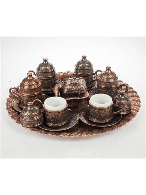 Authentic Copper Ottoman Turkish Coffee Set Handmade Turkish Coffee