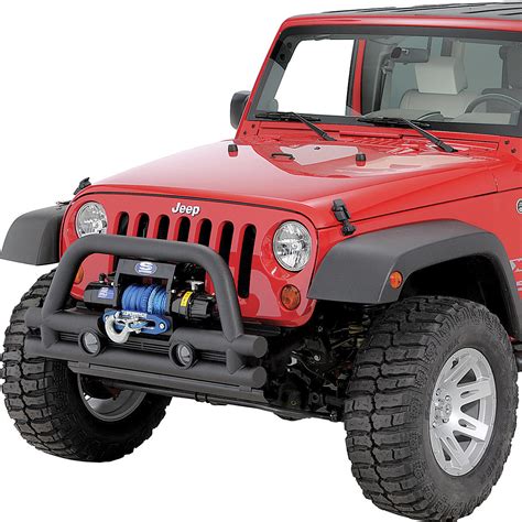 Rugged Ridge Stubby Winch Tube Bumper In Textured Black For 07 18 Jeep