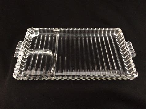 Hazel Atlas Snack Plate Clear Glass Tray Ribbed Design Bubble Etsy