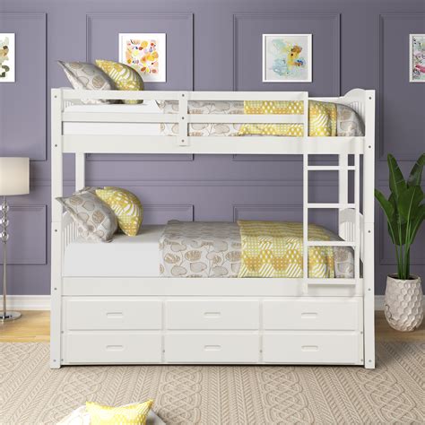 The day bed is available in two distinct, easy to clean, protective finishes. Twin Bed Bunk Bed, Pretty Bunk Beds Twin Over Twin Size with Four-step Ladder, Guardrails ...