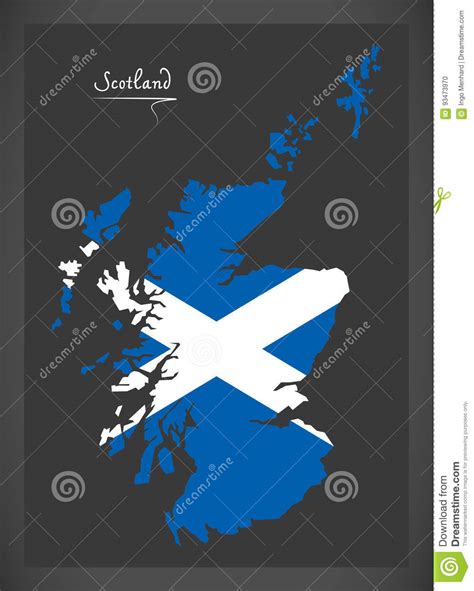 Mapa De Escocia Con El Ejemplo Escoc S De La Bandera Nacional