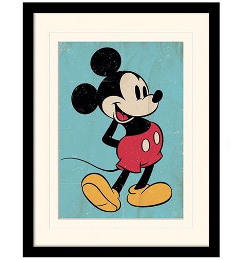 Vintage Mickey Mouse Mounted And Framed Print 30cm X 40cm Mickey