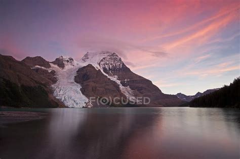 Sunset Over Mount Robson And Berg Lake With Berg Glacier Thompson