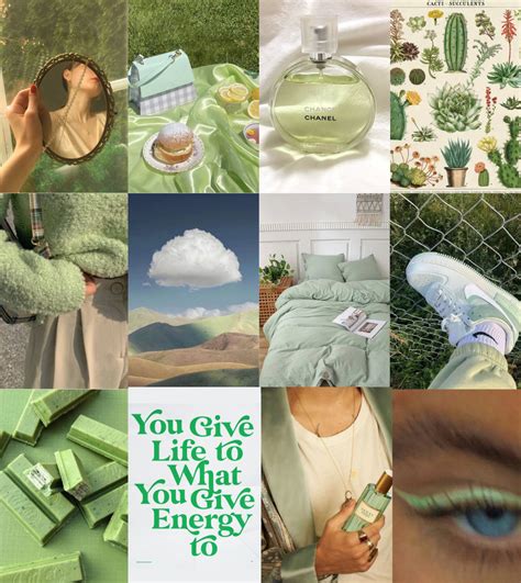 Light Green Wall Collage Kit Green Aesthetic Wall Collage Etsy