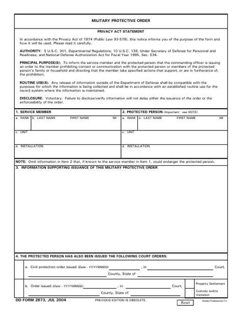Dd Form 2873 Fill Out Sign Online And Download Fillable Pdf