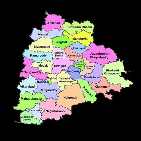 Telangana Map With Capitals