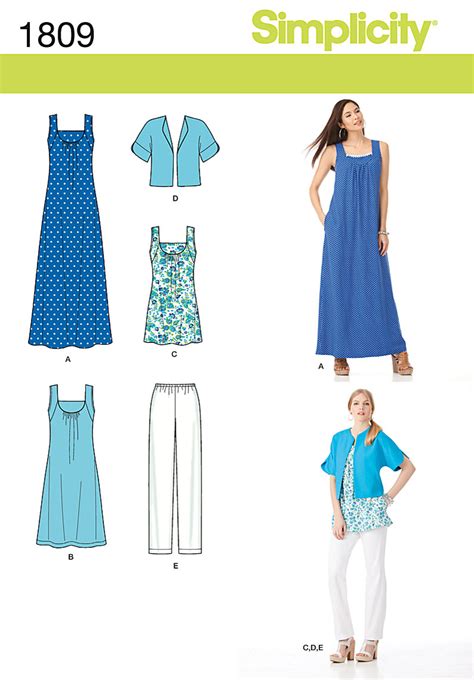 Downloadable free plus size sewing patterns for beginners. Simplicity 1809 Misses' & Plus Size Sportswear
