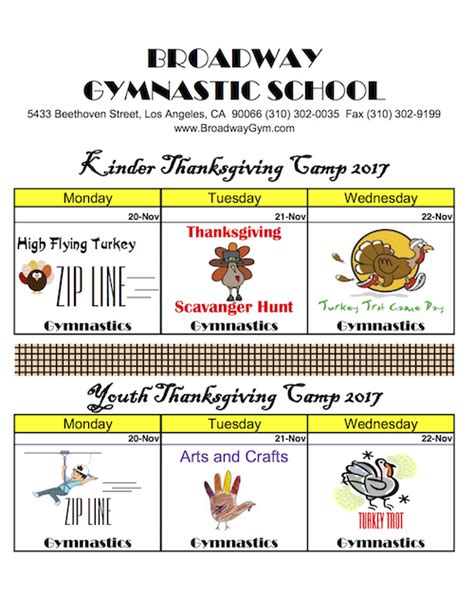 2017 Bgs Thanksgiving Camps