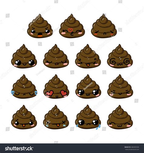 Kawaii Vector Poop Emoticons Set Turd 库存矢量图（免版税）486905590 Shutterstock