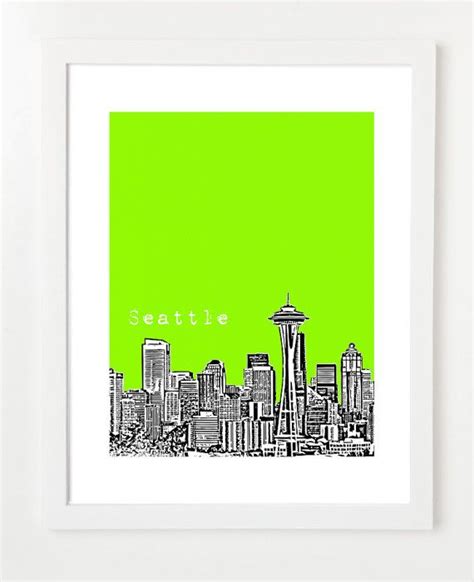 Seattle Seattle Poster City Skyline Art Print Seattle Etsy City