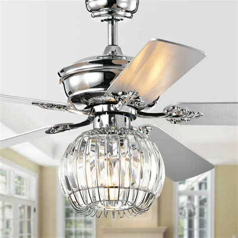 Dalinger Chrome 52 Inch Lighted Ceiling Fan With Globe Crystal Shade
