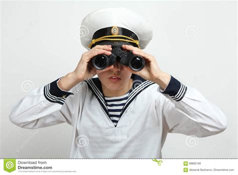 Sailor Looking Through Binoculars Stock Photo Image Of Sailor People