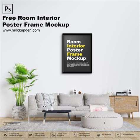 Free Room Interior Poster Frame Mockup Psd Template Poster Frame