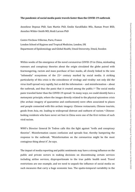 Covid19 pandemic 01 dr o tontus 1. (PDF) The pandemic of social media panic travels faster ...