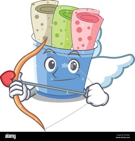 Cupid Rolled Ice Creams In Cartoon Cups Vector Illustration Stock