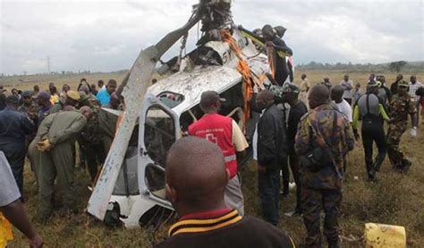 Photos and videos from the crash scene emerged online. Kenyan military chopper crashes, kill 2 officers