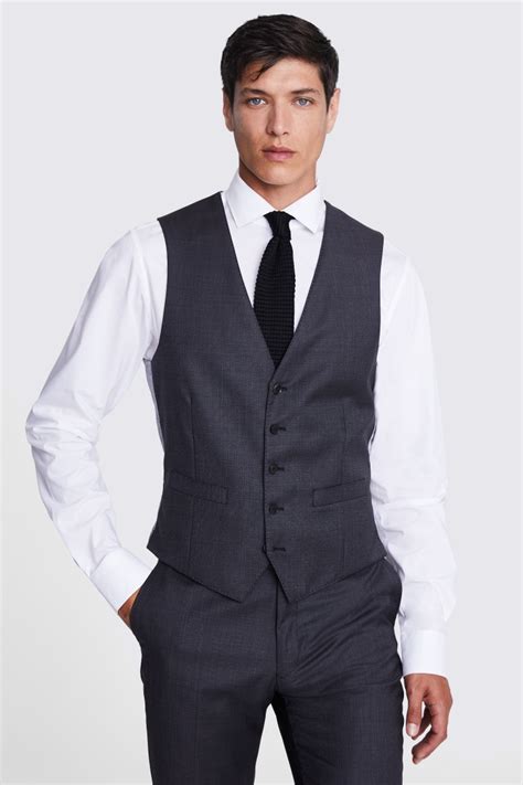 Tailored Fit Charcoal Waistcoat Buy Online At Moss