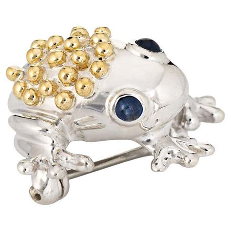 Tiffany And Co Yellow Gold Frog Pin With Diamond Eyes For Sale At 1stdibs