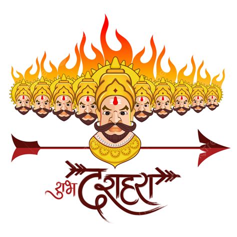 Shubh Dussehra Avec Calligraphie Hindi Illustration Vectorielle Ravan
