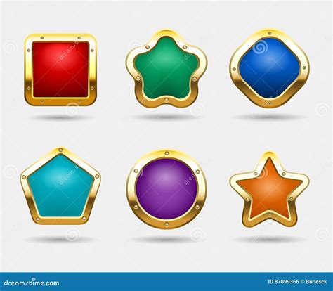 Golden Game Buttons Isolated On White Background Vector Candy Button