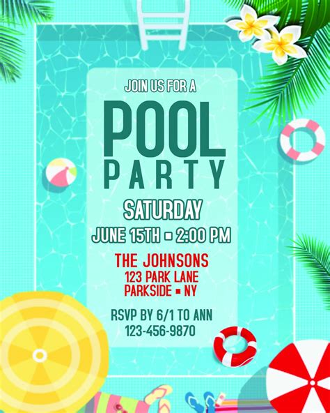 Pool Party Flyer Party Flyer Event Flyer Editable Etsy Australia