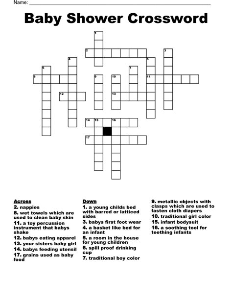 Baby Shower Crossword Puzzle Maker Home Design Ideas