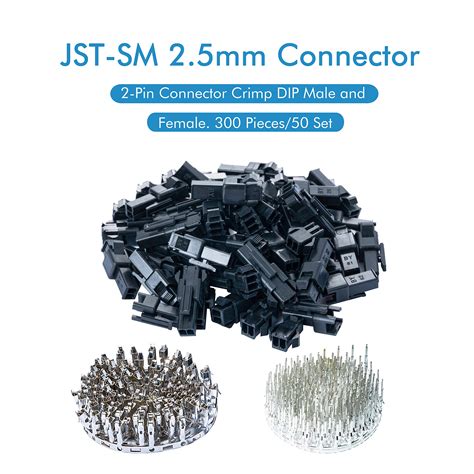 Buy 300 Pieces 25mm Pitch Jst Sm Jst Connector Kit 25mm Pitch Male