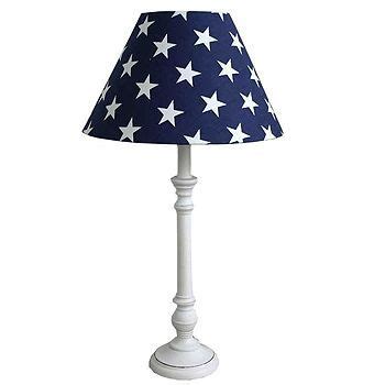 Find furniture & decor you love at hayneedle, where you can buy online while you explore our room designs and curated looks for tips, ideas & inspiration to help you along the way. White lamp with navy star shade | White bedside lamps ...
