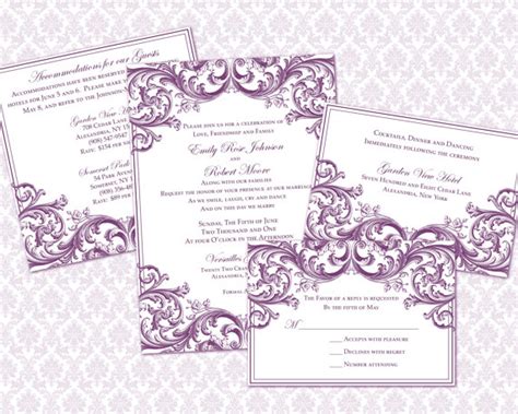 Diy Wedding Invitation Template Set 5x7 Invitation And Enclosure Cards