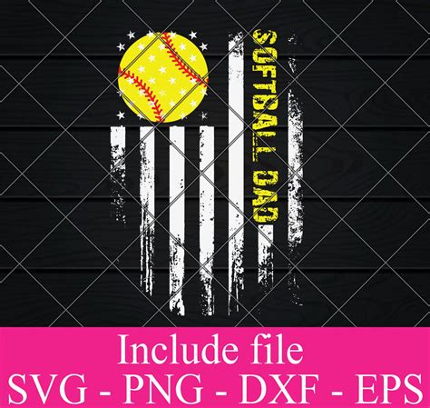 Softball Dad Us Flag Svg Happy Fathers Day Svg Png Eps Dxf Cricut