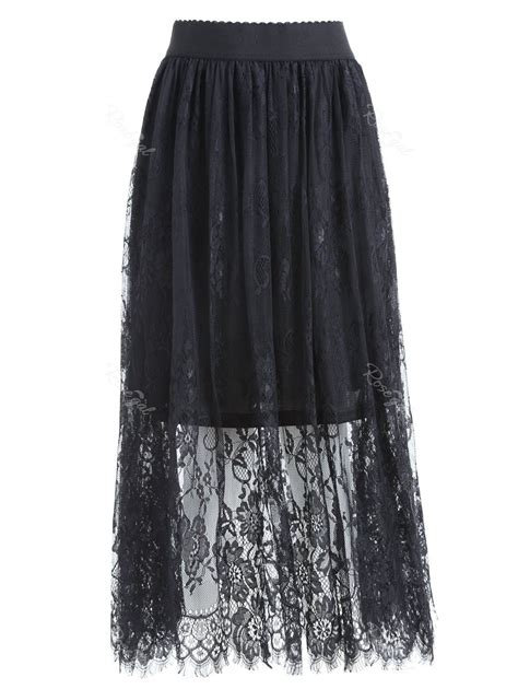 25 Off Plus Size High Waist Long Lace Skirt Rosegal