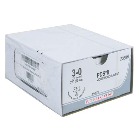 Ethicon Pds Ii 27in Size 3 0 Polydioxanone Suture With Ct 1 Needle