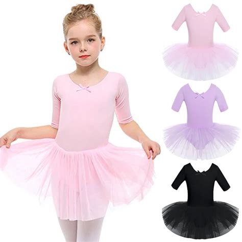 Celmia Kids Short Sleeve Fancy Tulle Girl Ballet Dance Dress Gymnastics