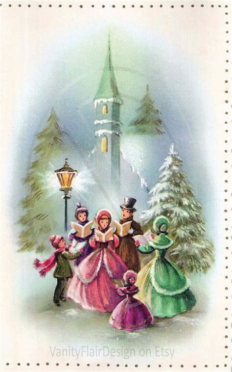 Victorian Christmas Card Vintage Christmas Card Retro Christmas Card