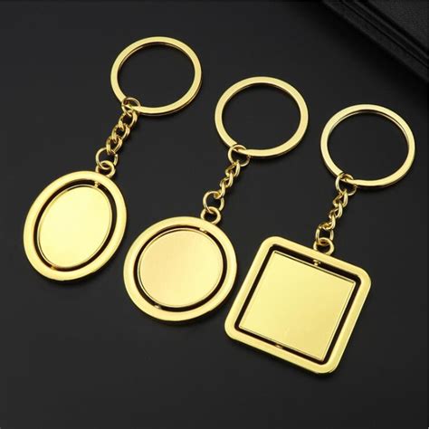 Factory Custom Promotional Metal Keychain Round Spin Spinning Keychain