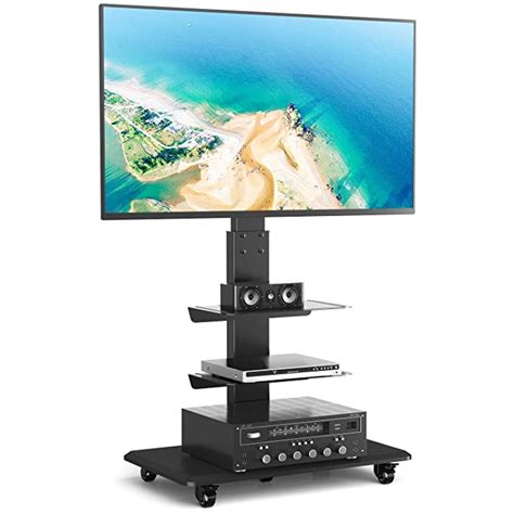Buy Rfiver Rolling Floor Tv Stand With Swivel Mount For 40 75 Inch Flat