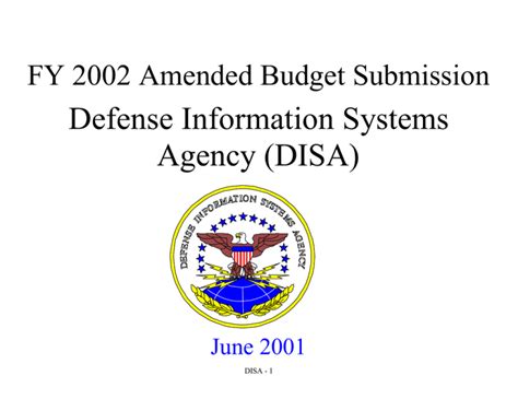 Defense Information Systems Agency Disa Fy 2002 Amended Budget
