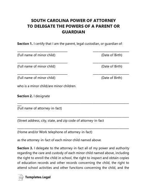 South Carolina Power Of Attorney Templates Free Word Pdf And Odt