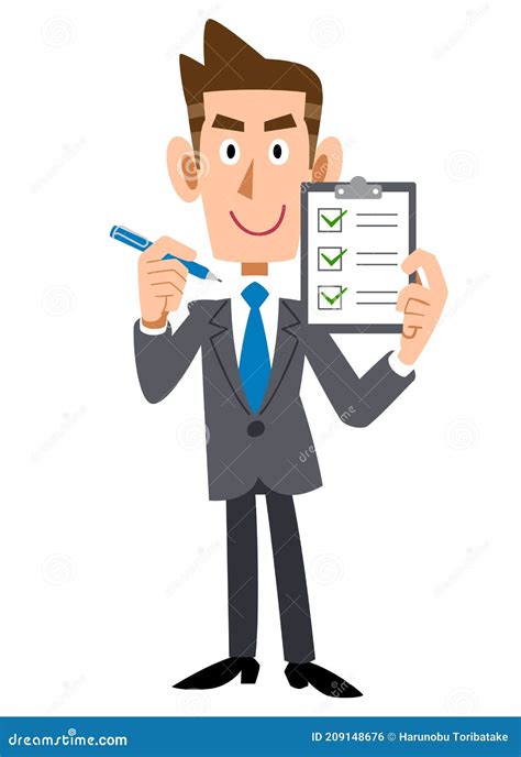 A Businessman With A Checklist Stock Vector Illustration Of Examination Person 209148676