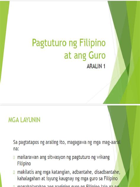Lesson 1 Pagtuturo Ng Filipino Pdf