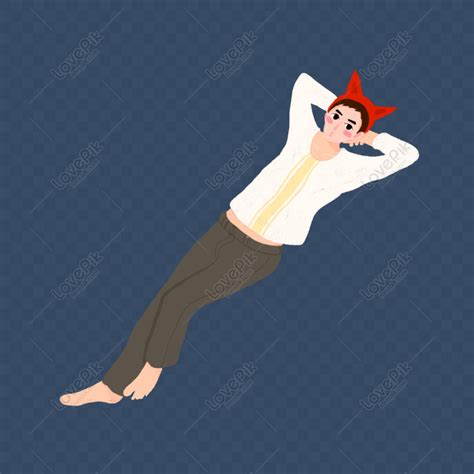 Free Casual Man Cartoon Character Lying Down Png Transparent Background