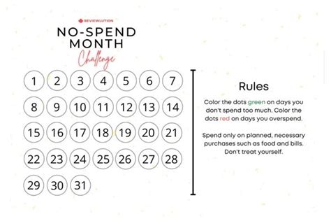 How To Do A No Spend Month Challenge Printable Template