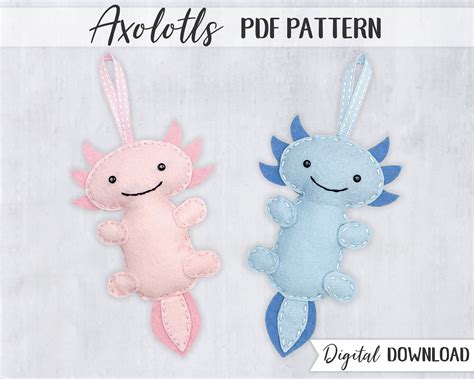Pdf Pattern For Axel And Azul Axolotl Felt Sewing Pattern Full