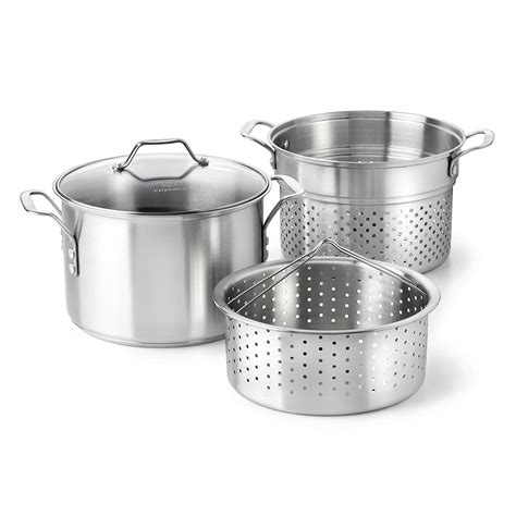 Calphalon Classic Stainless Steel 8 Quart Stock Pot With Steamer And