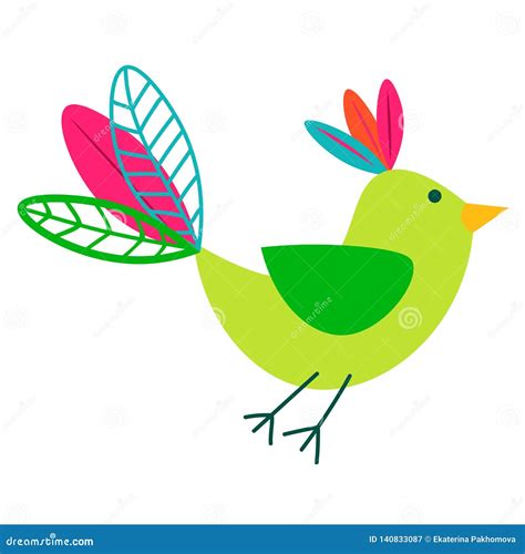 Cartoon Tropical Happy Bird Summer Card Stock Vector Illustration