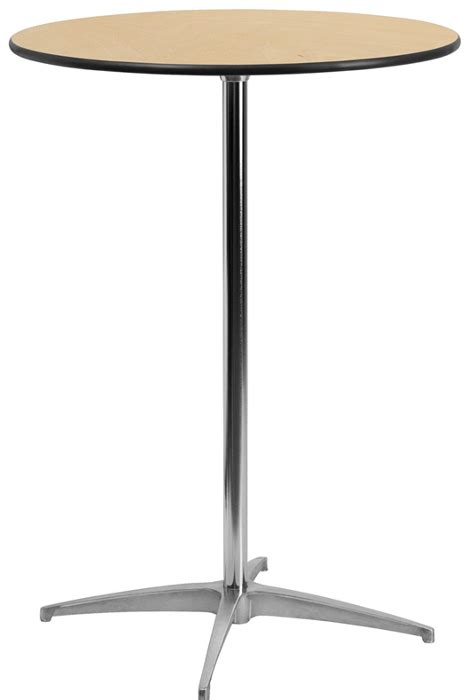 Cocktail tables are tall and elegant. 30 Inch Round Wood Top Highboy Cocktail Table 30 and 42 Height