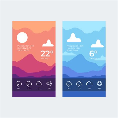 Weather App Screen 229598 Vector Art At Vecteezy